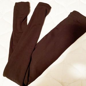 NWOT Fleece lined leggings / footless brown tights